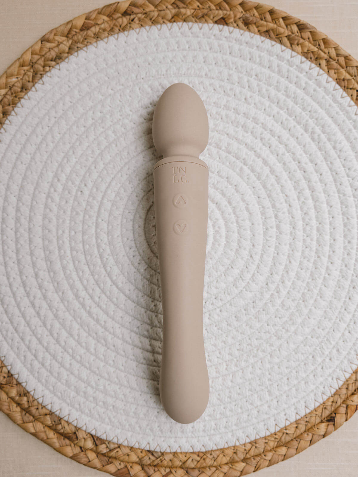 Dual-ended wand vibrator and G-spot vibrating dildo. Sleek design is crafted from an ocean plastic body coated in a buttery soft layer of sanitary grade silicone.