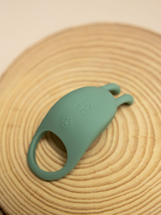 Vibrating cock ring with soft rabbit ears that hug the clitoris offering electrifying stimulation.
