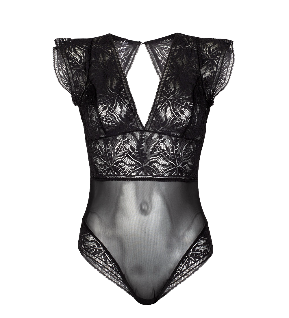 Amara Black Leaf Bodysuit